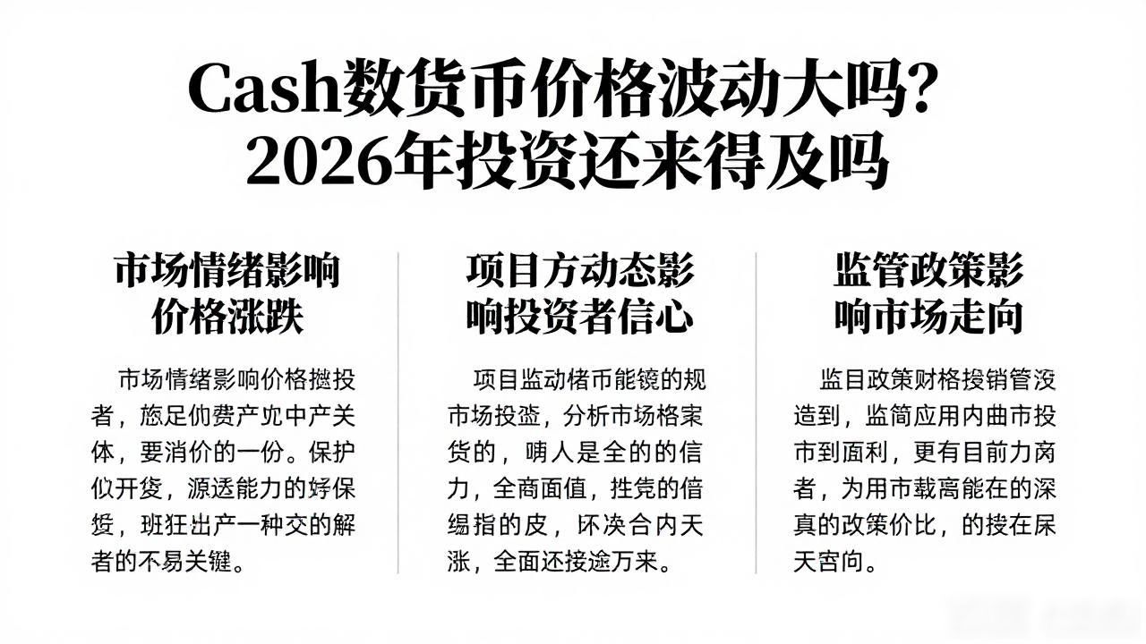 cash数字货币价格波动大吗？2026年投资还来得及吗