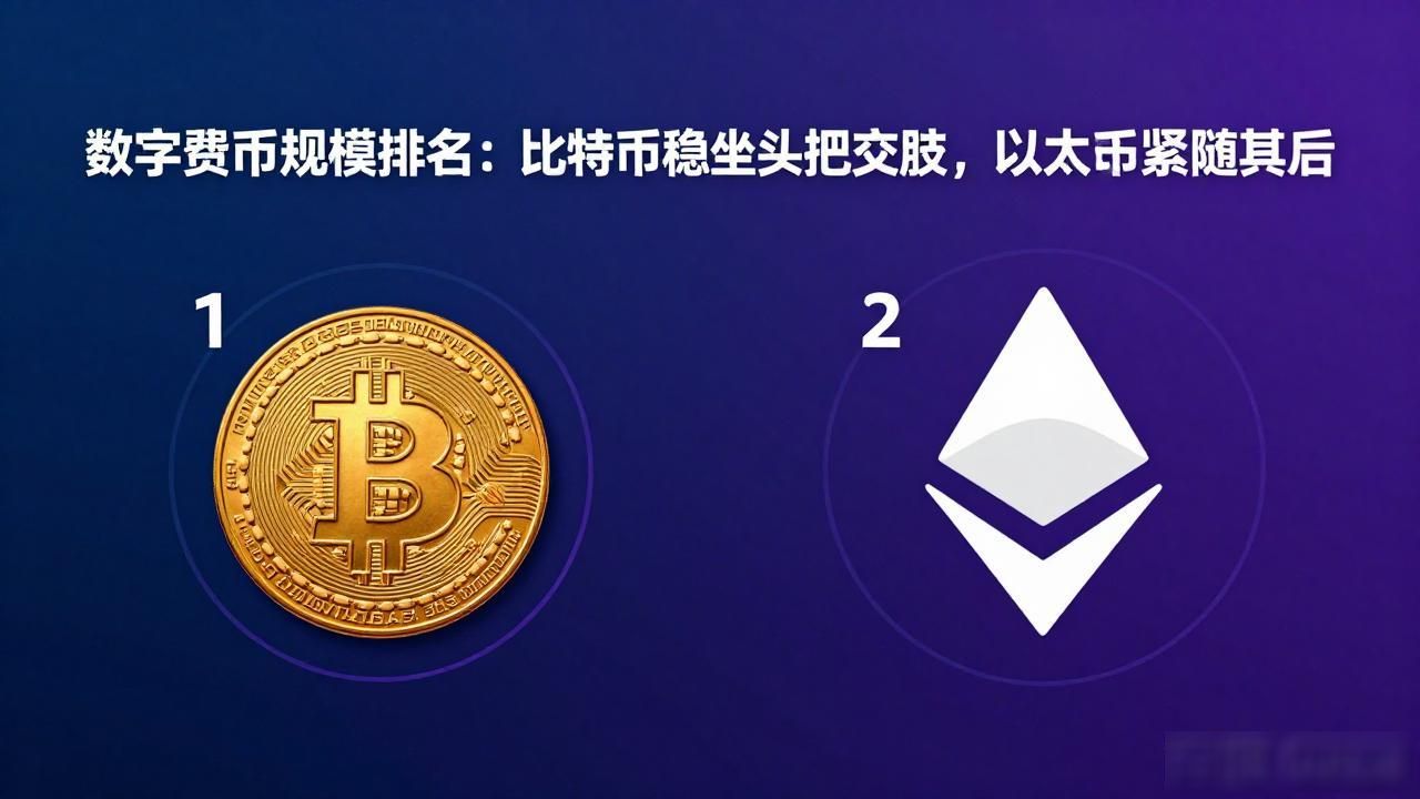 数字货币规模排名：比特币稳坐头把交椅，以太坊紧随其后