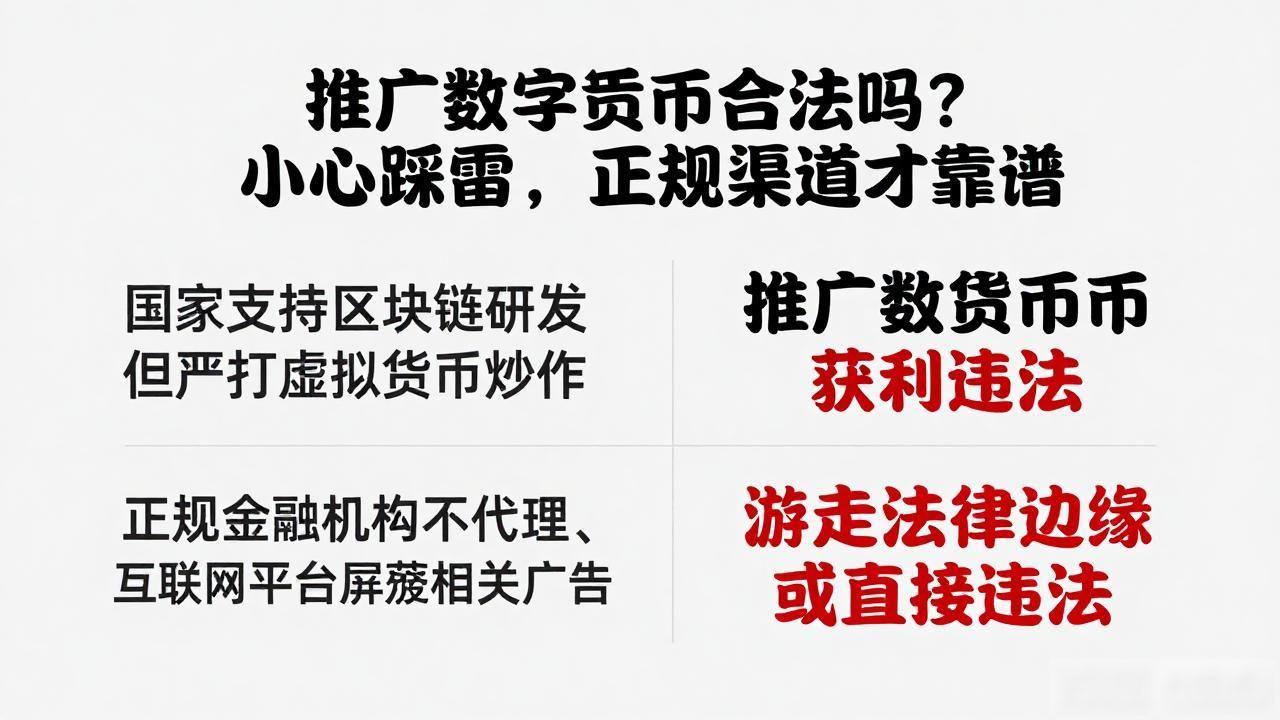 推广数字货币合法吗？小心踩雷，正规渠道才靠谱