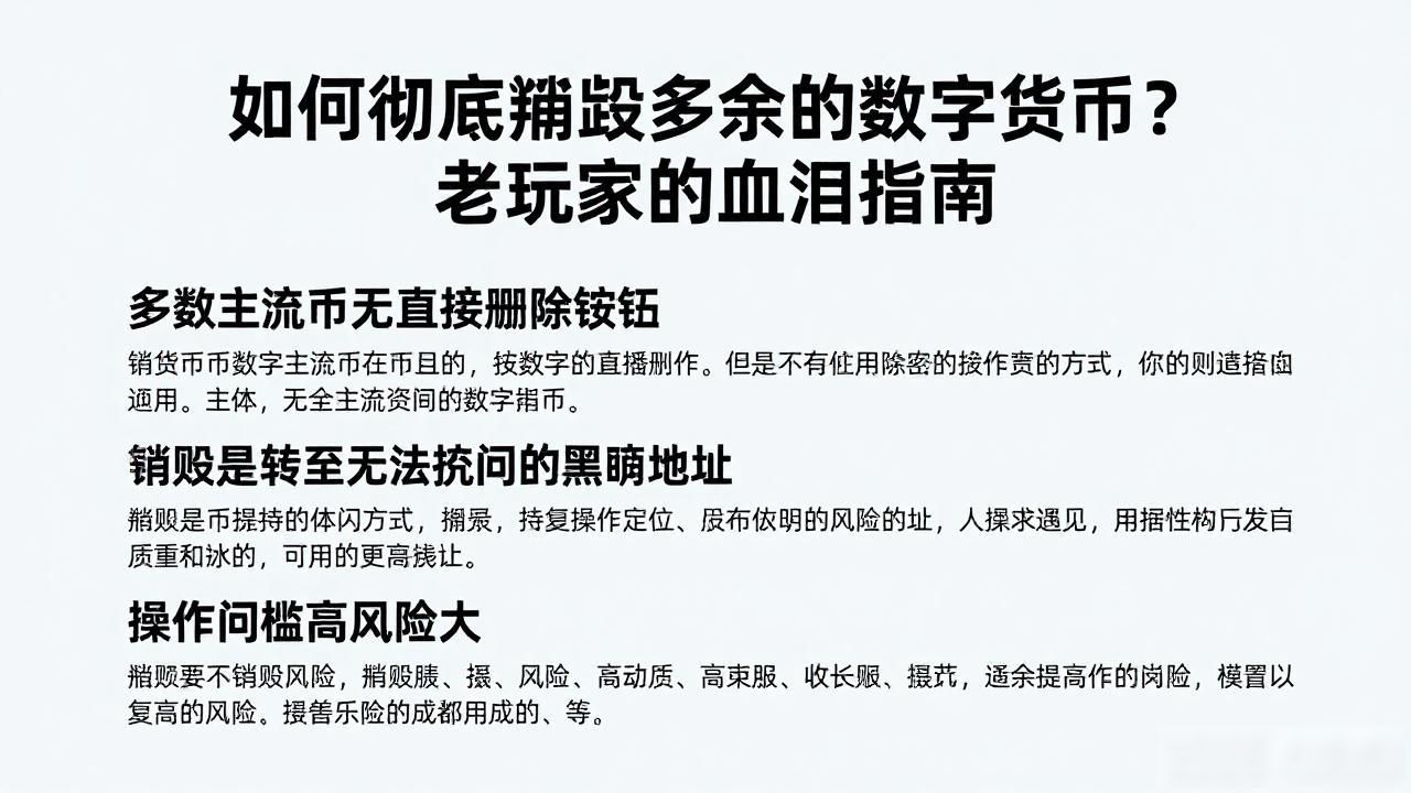 如何彻底销毁多余的数字货币？老玩家的血泪指南