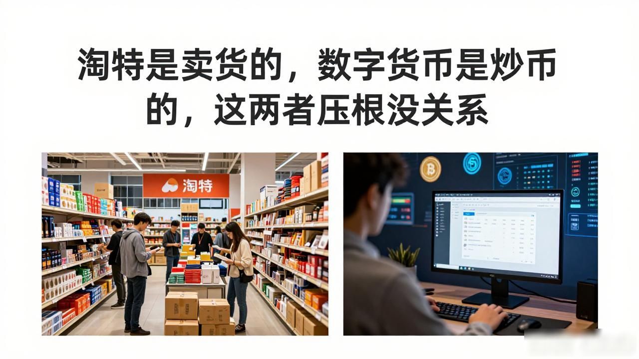 淘特是卖货的，数字货币是炒币的，这两者压根没关系