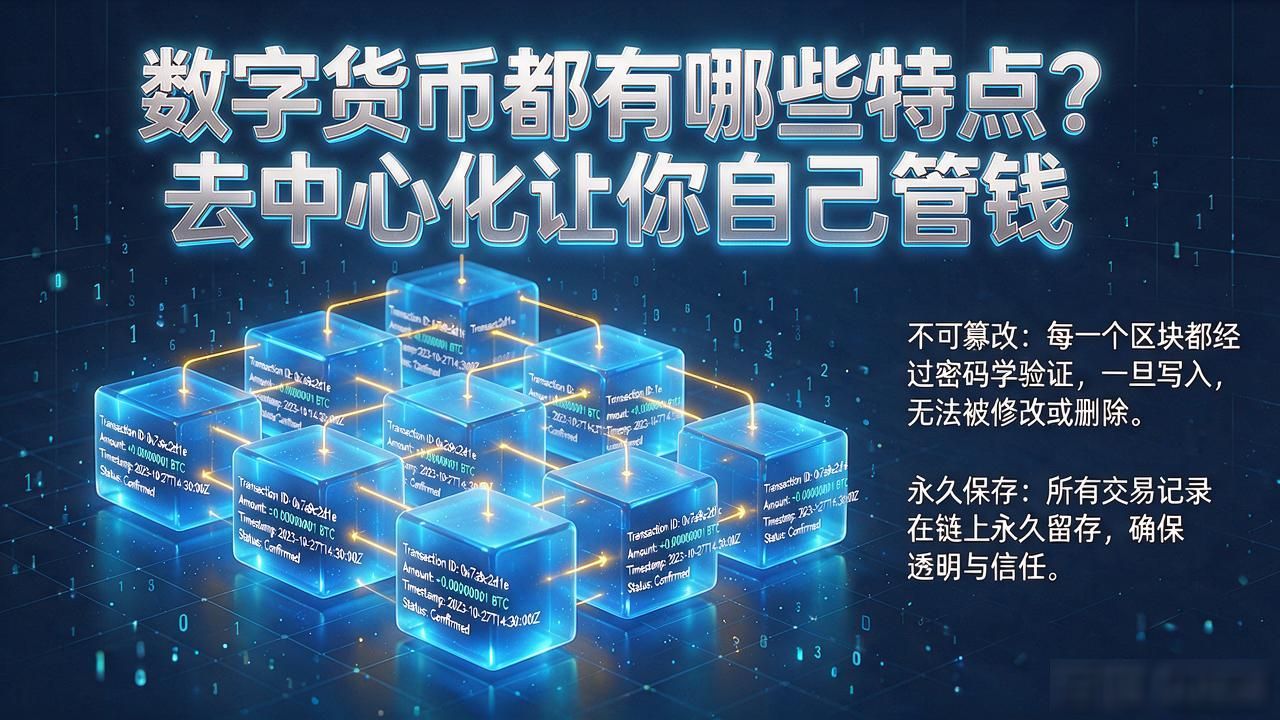 数字货币都有哪些特点?去中心化让你自己管钱