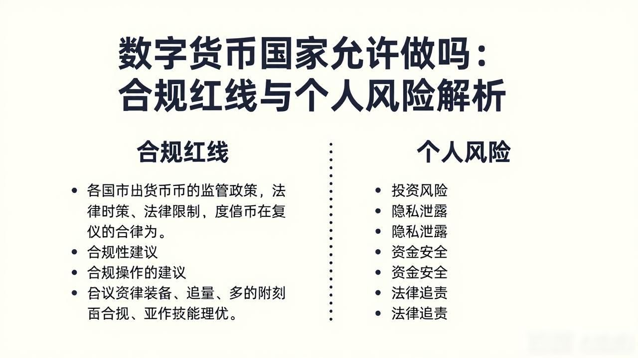 数字货币国家允许做吗：合规红线与个人风险解析